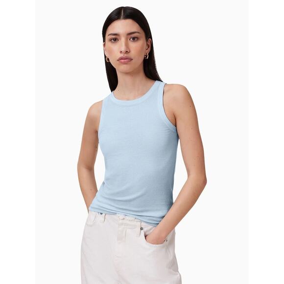 NWT AllSaints Luca Tank Ribbed Ice Blue Women’s‎ Size 10 Msrp: $59 - Picture 1 of 8